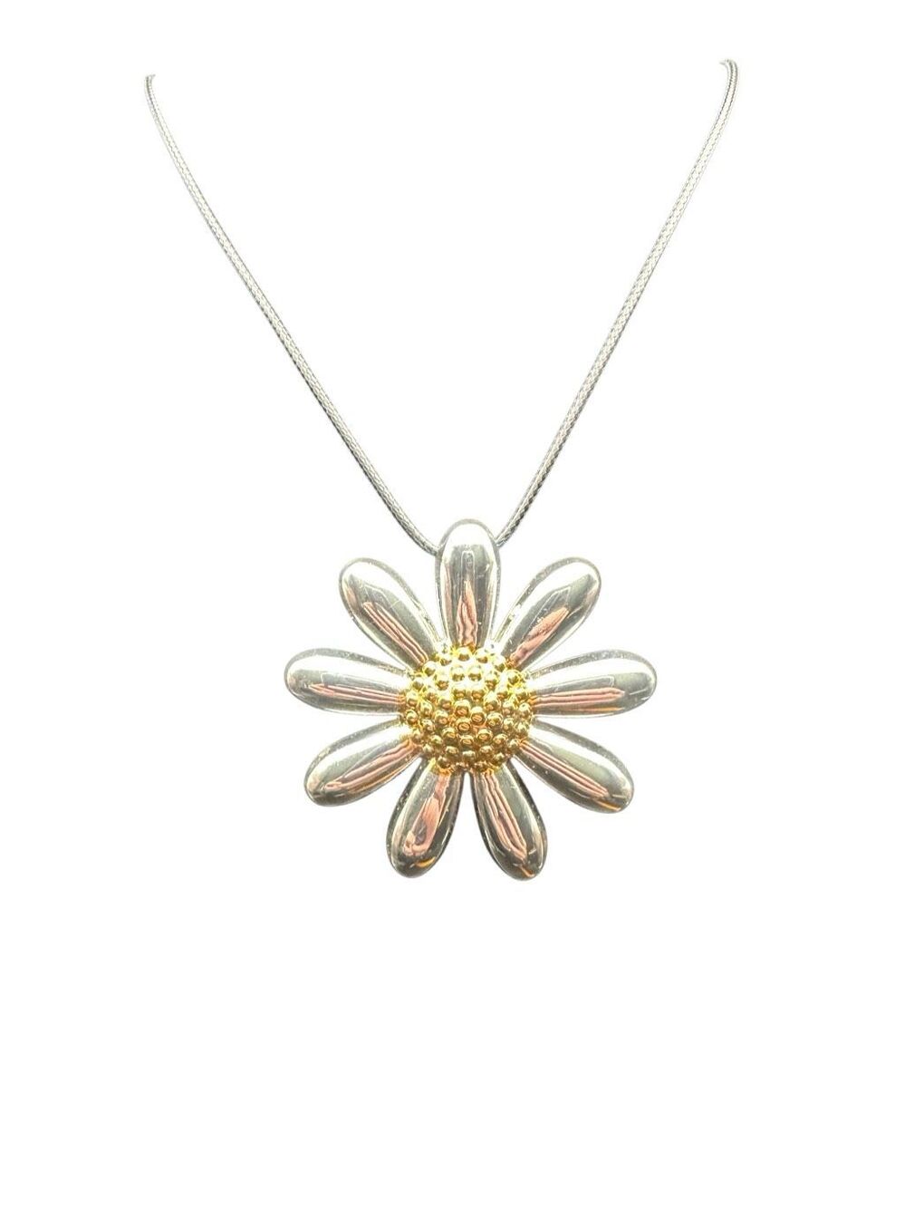 JP Jacmel Jewelry Silver and Gold Tone Daisy pendant necklace